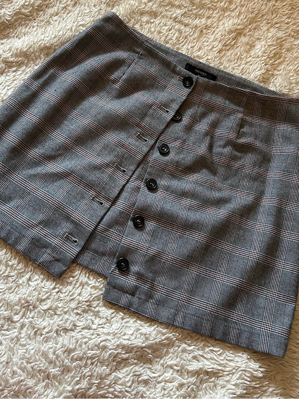 Plaid Button-Up Miniskirt